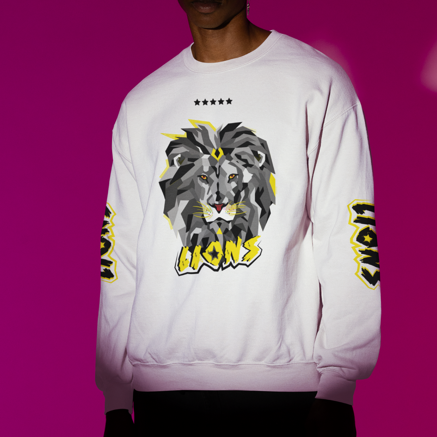 LIONS Unisex white Crewneck Sweatshirt