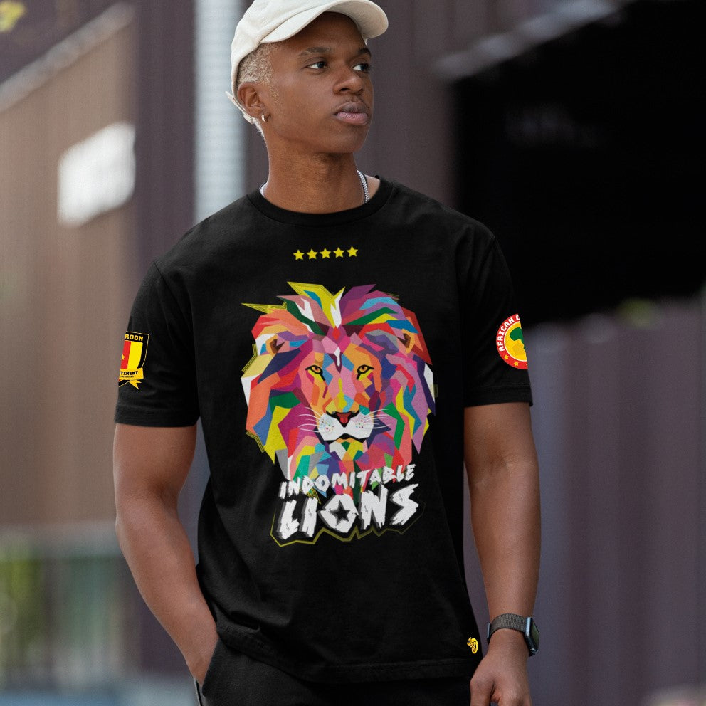 INDOMITABLE LIONS UNISEX FANS SPORT BLACK TSHIRT