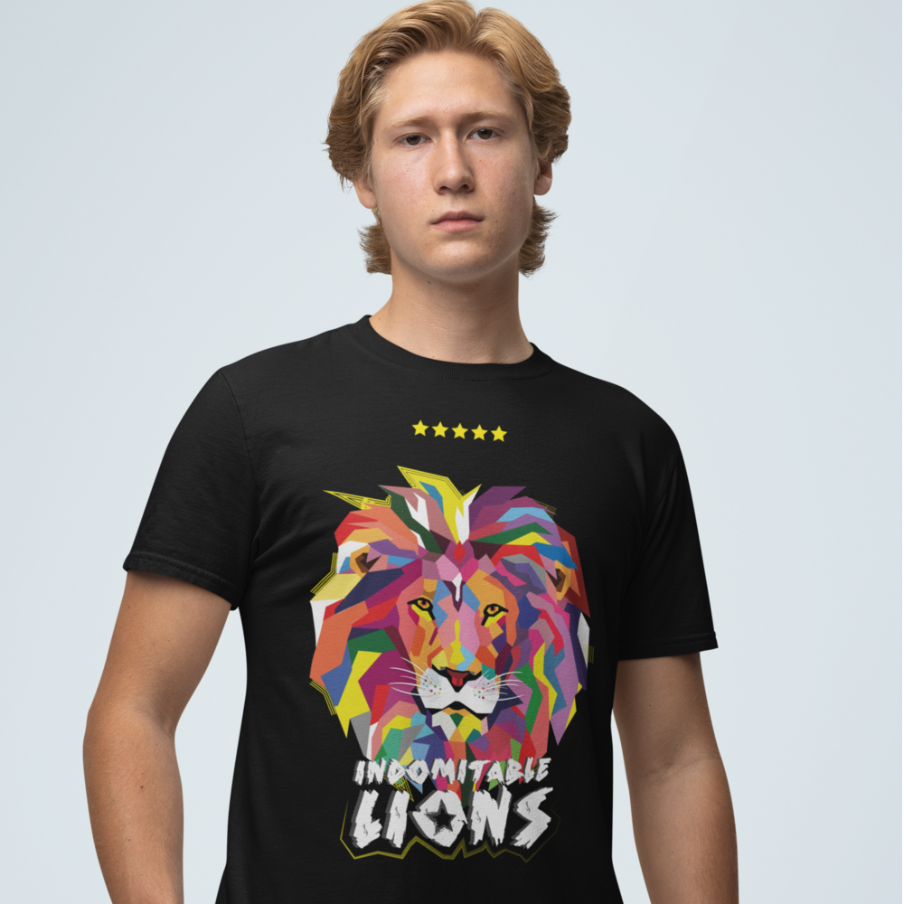 INDOMITABLE LIONS UNISEX FANS SPORT BLACK TSHIRT
